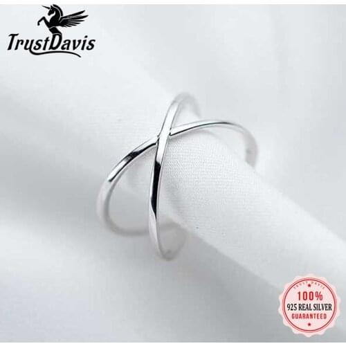 Trustdavis Real 925 Sterling Silver Fashion Sweet 3D Cross Opening Ring For Women Wedding Birthday Fine S925 Ring Jewelry DS954
