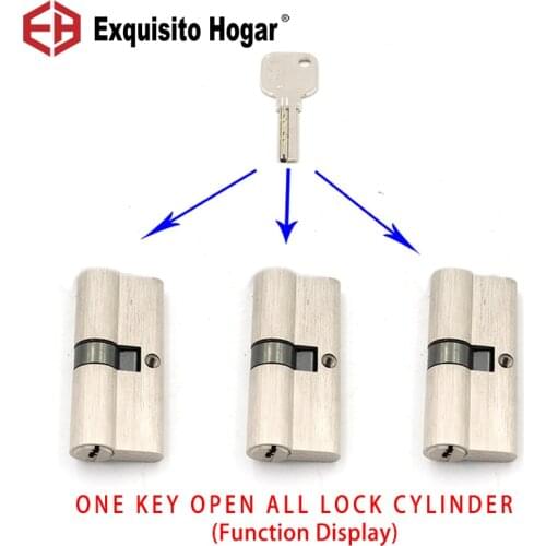 DIY Management Same Key Open All Cylinder 55 60 70 80 90mm Double Cylinder Security Locks Brass Cylinder Interlocking