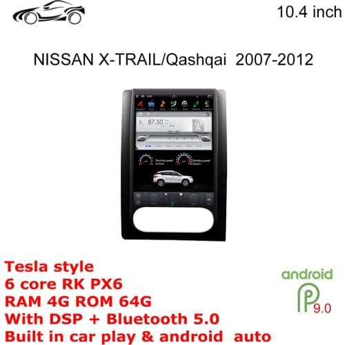 X-TRAIL GPS ANDROID CAR STEREO RADIO For NISSAN X-TRAIL Qashqai GPS 10.4 inch Tesla RAM 4G ROM 64G Car Multimedia CAR NAVIGATION