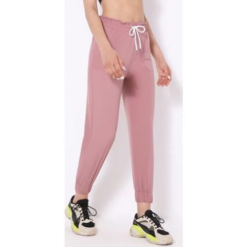 2021 Womens Summer Autumn Fitness Sports Pants Ladies High Waist Trousers Sports Long Pants Loose Yoga Jogger Sweatpants