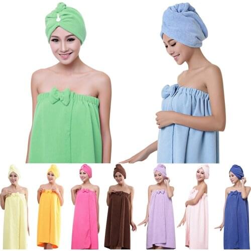 Bath Shower Towels Women 145x75cm Magic Bath Microfiber Plain Towel Skirt Dry Hair Cap Toalla Serviette De Plage 5