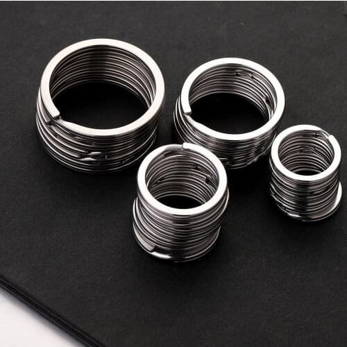 10pcs Lot Flat Stainless Steel Key Ring Chains Women Round Split Car Cute Keychain Gifts Men Diy Accessories Purse Charm Luxury