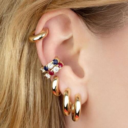 100% 925 sterling silver high Polished Wide small Hoop Earrings for Women Minimalist gold color punk Geometric Earring jewelry