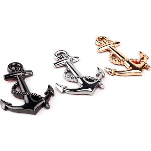 3D Metal Personality Car Stickers Boat Anchor Hooks Navy Emblem Grill Cross Badge Pirate Ship Car Body Sticker Auto Accessoires