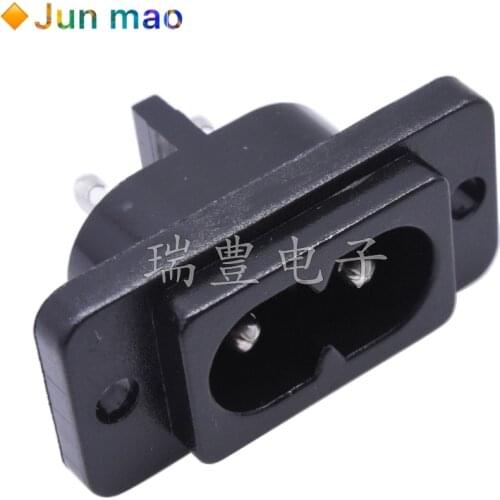 5/10Pcs IEC320 C8 Black 2 Terminal Power Plug Inlet Socket AC 250V 2.5A Switch socket