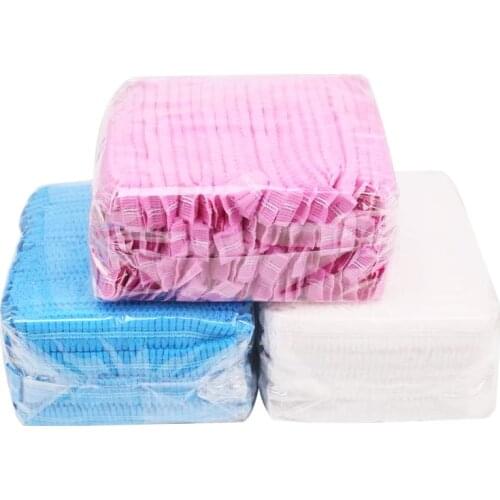 50pcs Disposable PE Hair Hat Elastic Cap For Catering Food Kitchen Dining Living Room Shower