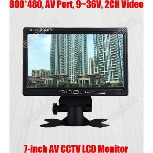 7-Inch 800x480 AV Port 2CH Video Analog Monitor 7" Color TFT LCD Display for CCTV Surveillance Security Camera