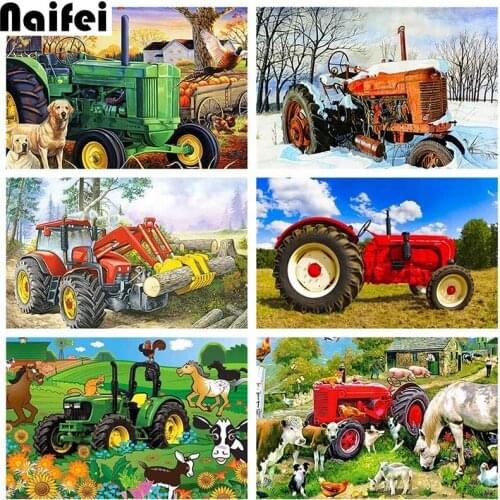 Diy diamond paintings farm tractor Full Square Picture Of Rhinestone Farmhouse Decor Mosaic Landscape diamond embroidery crafts