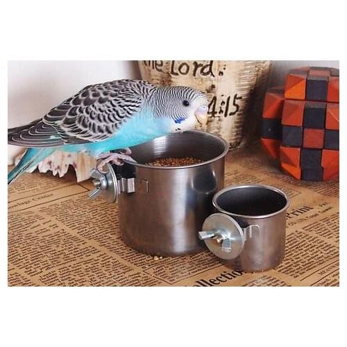 Free shipping Tiger cockatiel mannikin peony parrot tank stainless steel water cup food bowl feeder cylinder feeding