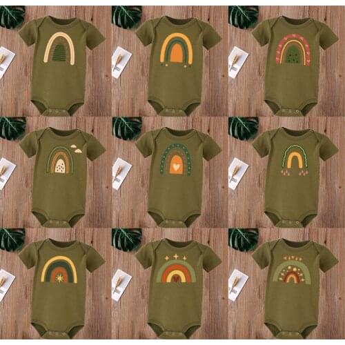 Nordic Newborn Infant Baby Girl Boy Rainbow bodysuit baby cotton Jumpsuit Baby Summer Clothing Cotton short sleeve tops 3M-12M