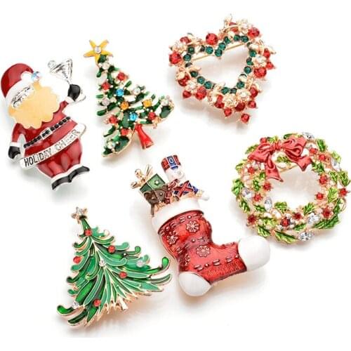INS Christmas Santa Claus Boots Pins&Brooches for Women Men Clothes Scarf buckle collar jewelry pins Christmas Brooches BH200012