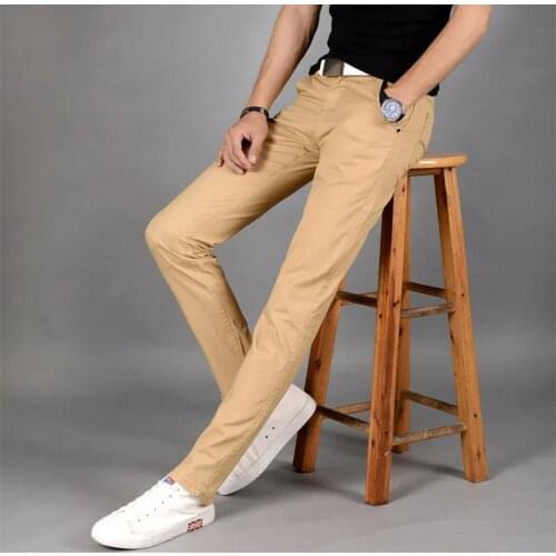 Men Casual Pants Spring Summer 2021 Brand New Cotton Comfortable Slim Breathable MID Waist Trousers For Man Pencil Pants