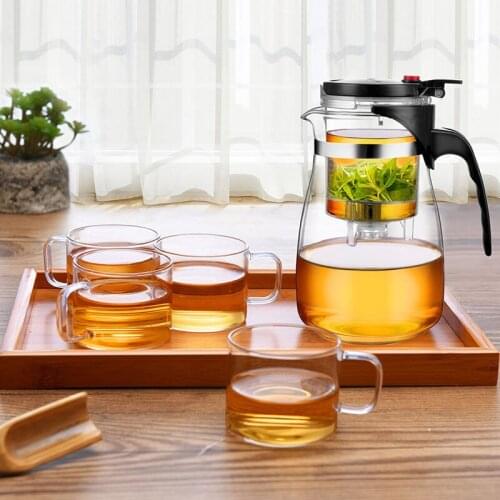 Elegant cup teapot glass teapot heat-resistant explosion-proof single pot household set teacup tea set teacup Linglong Cup