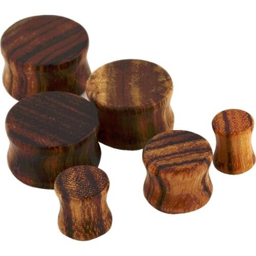 Fanpeijy 2PCS Fashion Ear Plugs Wood Flesh Tunnels Saddle Ear Gauges 6mm-20mm Solid Body Piercing Jewelry For Men Women E