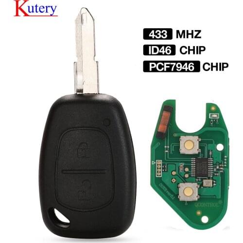 Kutery 2 Buttons Smart Remote Car Key Fob 433MHZ ID46 PCF7946 Chip For Renault Traffic Master Vivaro Movano Kangoo