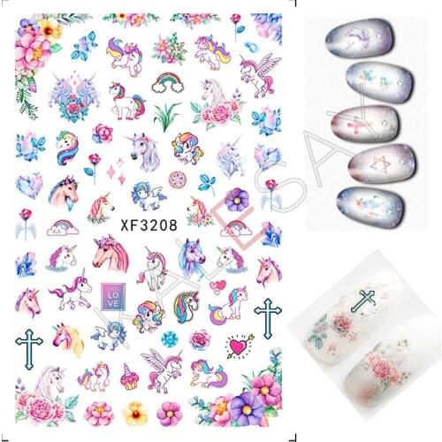 Cute Rabbit Nails Art Stickers for Nails Decorations Manicure Design Unicorn Nail Stickers Back Glue 3D Nail Foil Accessories