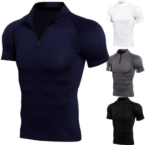2021 New Men Running Shirts Casual Fitness Men Sportswear Quick Dry Gym Workout Sport Shirt Solid Fitness Top Run T-Shirts