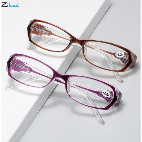 Zilead Diopters+1+1.5+2+2.5+3+3.5+4 Ultralight Reading Glasses Women Men Square Blue Light Blocking Presbyopia Eyeglasses Unisex