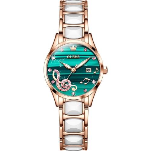 OLEVS Brand Watch Fashion Diamond Watch Ceramic Quartz Watch Waterproof Watch Womens Watch