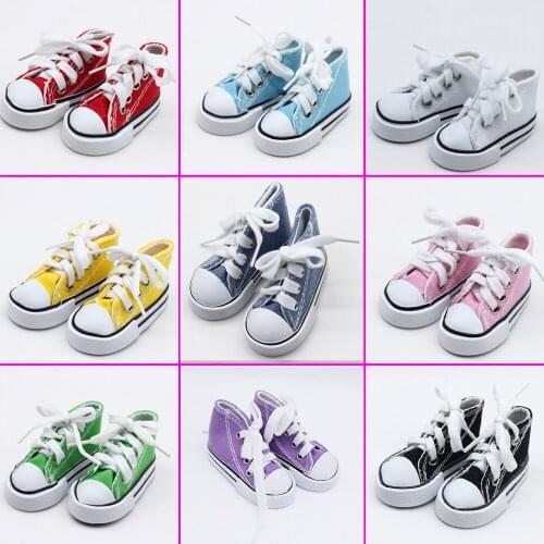 1Pair 7.5cm Doll sneakers Assorted Colors Doll Canvas Shoes for 1/3 BJD,1/4 BJD,16inch Sharon Dolls Shoes Doll Accessories