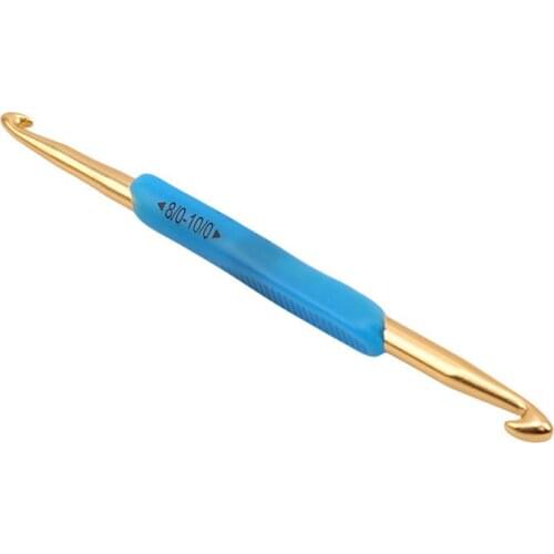 Plastic Aluminum Crochet New Silicone Handle Gold Double Aluminum Crochet Hooks Knitting Needles DIY Knitting Tool Set Colored