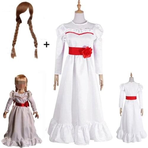 Bride of Chucky Annabelle Dress The Conjuring Doll Cosplay Costume Women Girls Evil Halloween Horror Scary Fancy Dress Outfits