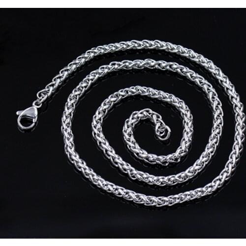 304 stainless steel chain buckle 50cm long twist woven round chain DIY mens girls' necklace and bracelet material thick 3.5mm