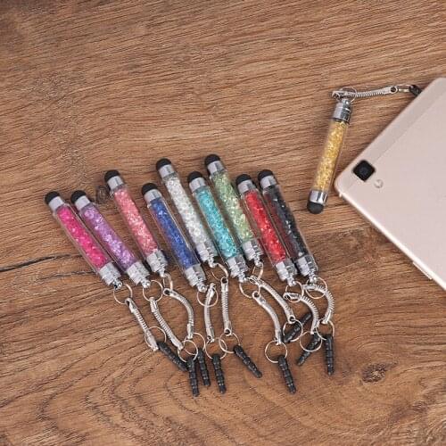 Stylus Pen Mini Diamonds 3.5mm Earphone Port Dust Plug Mobile Phone Touch Pen