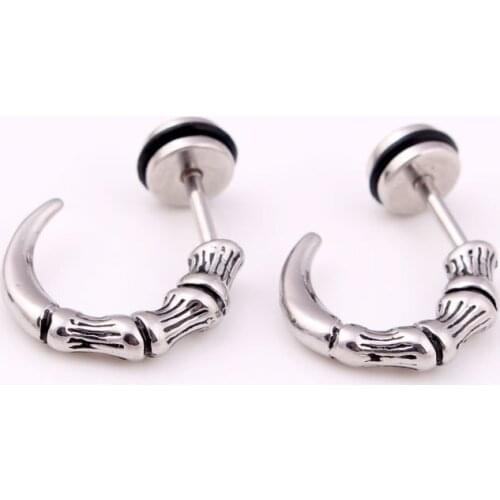 Fashion Cool Women Men Punk Male Vintage Skull Earrings Color Titanium Steel Eagle Claws Stud Earrings Brincos Jewelry