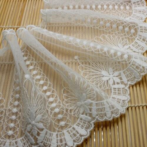 10 yards 12 cm 8 cm Off White Mesh Embroidered Lace Trims for Dress Garment Home Textiles Trimming DIY Crafts Sewing Lace Fabric