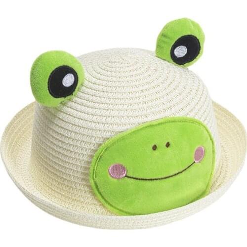 New Cartoon Frog Bucket Hat Straw Hat For Kids Sun Hat Cute Froggy Beach Cap Bob Chapeau UV Protection Panama Hat Fisherman Hats