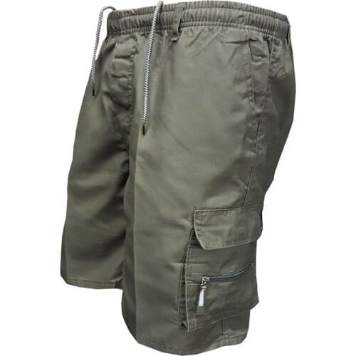 Mens Cargo Shorts 2021 Summer Elastic Waist Multi-Pocket Loose Cargo Shorts Men Casual Solid Homme Short Pants Plus Size 3XL