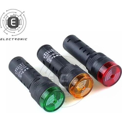 DC12V 24V 110V AC 110V 220V LED Flashing Alarm Indicator With Buzzer Beep AD16-22SM Red Green Yellow