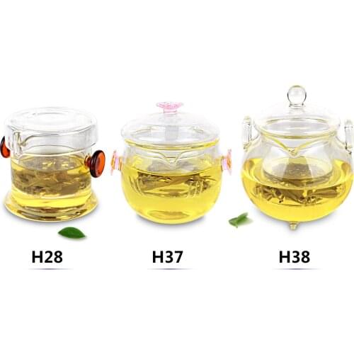 Heat Resistant Clear Glass Double Ears Shape Small Teapot with infuser