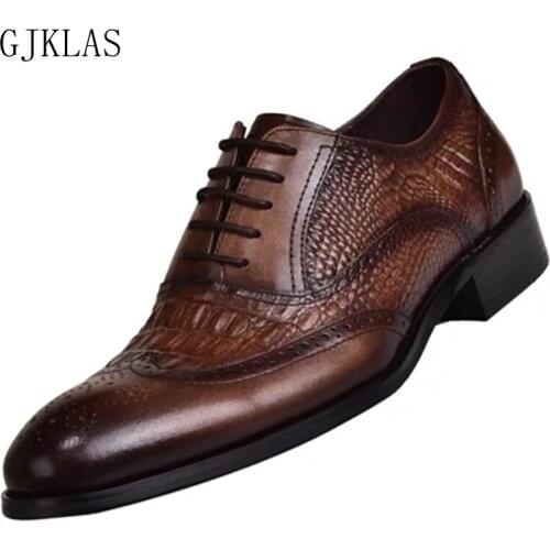 Formal Leather Shoes Mens Brogue Size 48 Vintage Dress Leather Shoes for Men Classic Black Brown Business Shoes Men Elegante