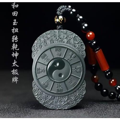 Admirable Carven eagle Bamboo Amulet Bottle Green Jade Pendant Lucky Bless Talisman