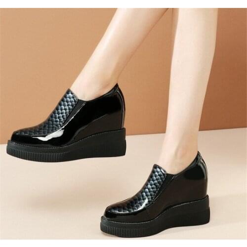 New Autumn Genuine Leather Shoes Women Wedges Fashion Platform Shoes Woman High Heels High Quality