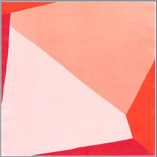 POBING 100% Silk Scarf Woman Geometric Solid Print Square Scarves Luxury Bandanas Small Hijab Foulards Lady Tie Headband 53x53CM