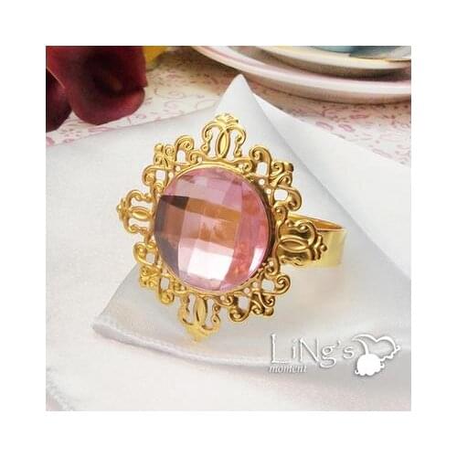 Gold-Pink Napkin Ring Rhinestones Napkin Rings for Weddings Pearl Napkin Rings shiny Wholesa 50pcs/lot