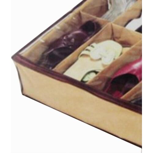 1pcs New Nonwoven Transparent Creative Shoes Cabinet Dust-proof 12 Grids Shoes Storage Bag Shoes Organizer Holder Box Under Bed
