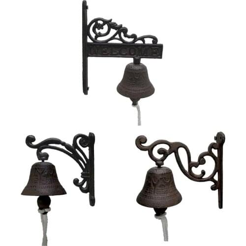 1pc Vintage Doorbell Wall Hanging Welcome Cast Iron Dinner Bell Wall Hanging Metal Doorbell Family Garden Craft Decoration