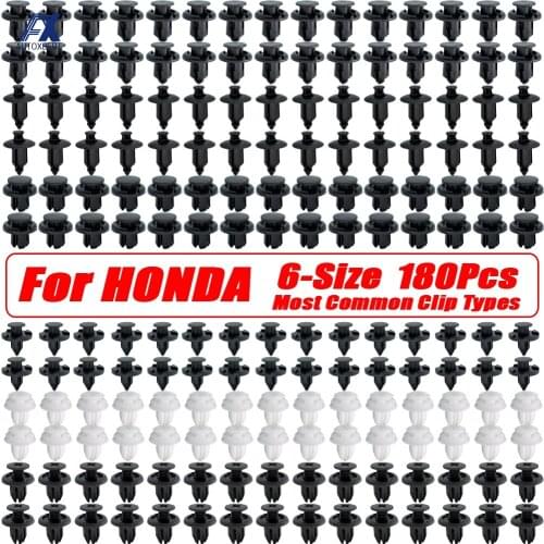 180X Push Pin Rivets Car Door Trim Panel Clips Bumper Grille Mud Flaps Fastener Retainer Kit For Honda Civic Accord CR-V Screw