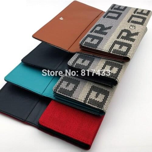 2 styles Long Women Racing Seat Fabric and Leather Canvas BRIDE wallet JDM purse key case