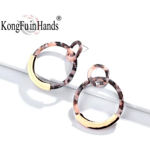 2019 New Fashion Leopard Multicolor Acrylic Earring Special Design Geometric Set Circle Female Earrings Resin Pendant Women