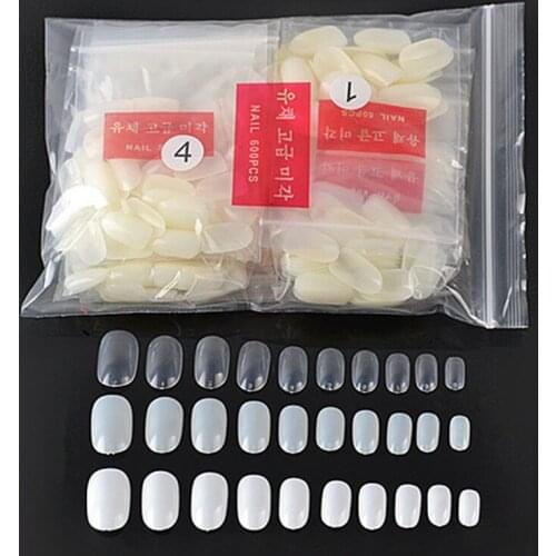 500Pcs bag 10 Sizes Nature Transparent White Clear French False Artificial Nail Coffin Tips DIY Full Nail Tips Half Fake Cover