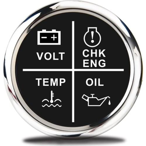 52mm 4 LED Alarm Gauge Meter Volt/Oil Press/Water Temp/Check Engine Alarm Indicator Gauge fit Car Boat With Backlight 12V 24V