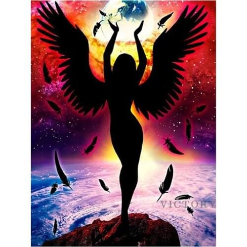 5D Diamond Painting Angel Wing Handmade Full Drill Cross Stitch Kits Diamond Embroidery Portrait Mosaic Home Dcor Gift