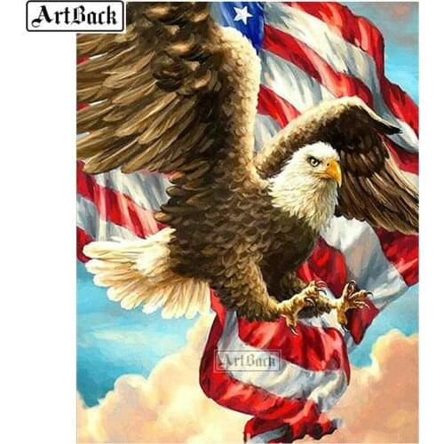 Diamond painting full square / round eagle usa flag scenery diamond embroidery canvas animal 3d diamond art decoration