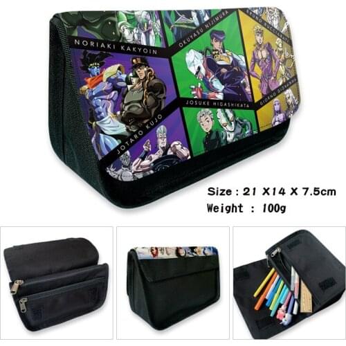 Anime JoJo Bizarre Adventure Cartoon Pencil Case Stationery Box Students Pen Pouch Female Cosmetic Make Up Bags