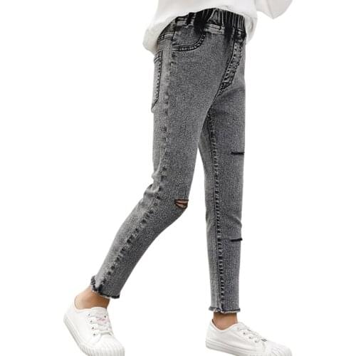 Jeans For Girls Hole Jeans Girls Spring Autumn Jeans For Kids Casual Style Childrens Clothing 6 8 10 12 14